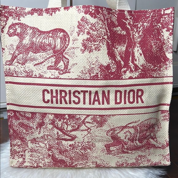 CHRISTIAN DIOR Beauty Straw Dioriviera Tote Pink NWOT - Picture 1 of 15